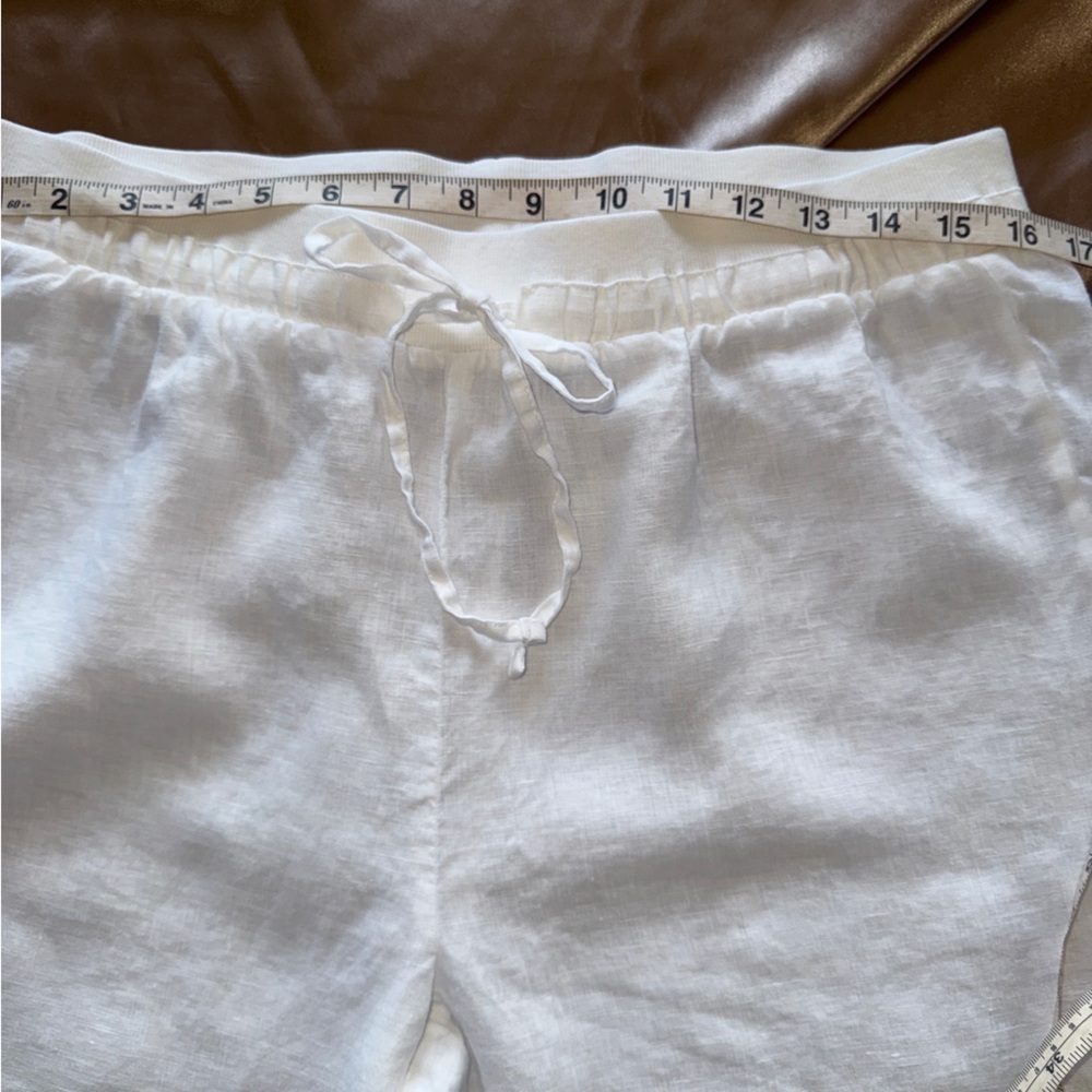 Ellen Tracy New White Linen Pants Drawstring Wide Leg Timeless Classic Medium - Picture 9 of 14